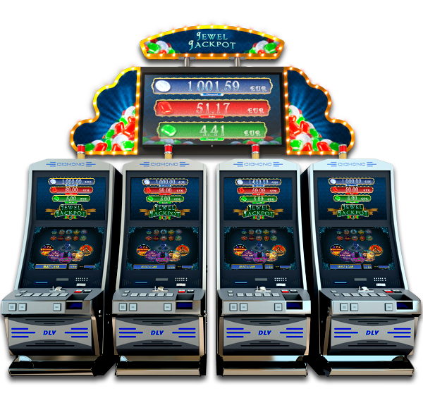 Jewel Jackpot with machines and sign